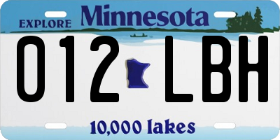 MN license plate 012LBH
