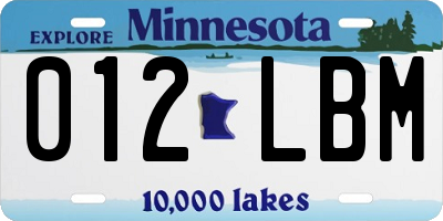 MN license plate 012LBM
