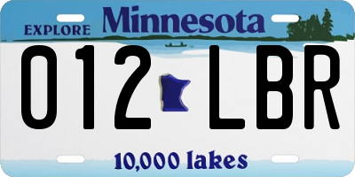 MN license plate 012LBR
