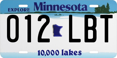 MN license plate 012LBT