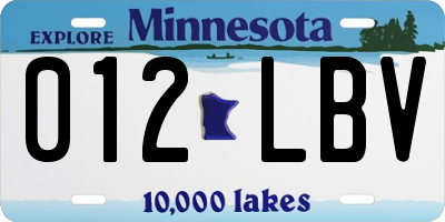 MN license plate 012LBV