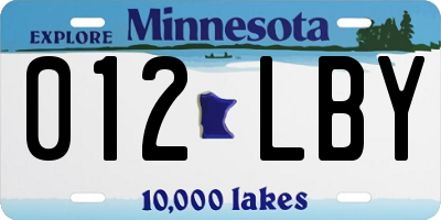 MN license plate 012LBY
