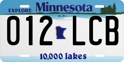 MN license plate 012LCB