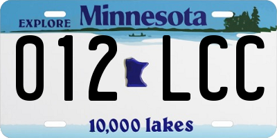 MN license plate 012LCC