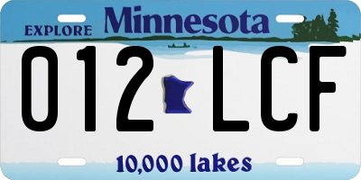 MN license plate 012LCF