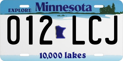 MN license plate 012LCJ