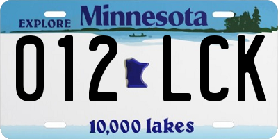 MN license plate 012LCK