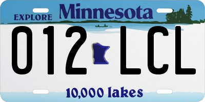 MN license plate 012LCL