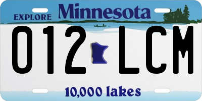 MN license plate 012LCM