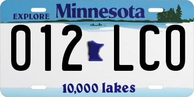 MN license plate 012LCO