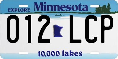 MN license plate 012LCP