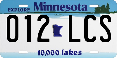 MN license plate 012LCS