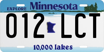 MN license plate 012LCT