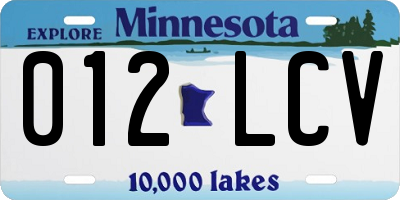 MN license plate 012LCV