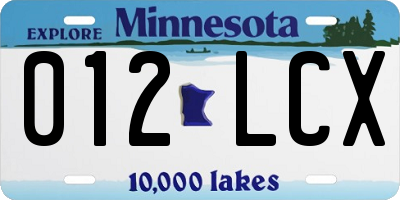 MN license plate 012LCX