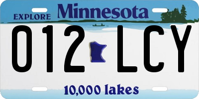 MN license plate 012LCY