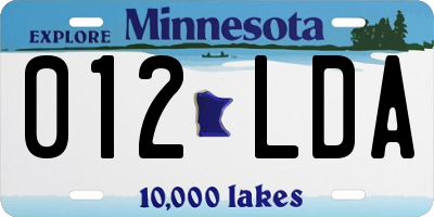 MN license plate 012LDA
