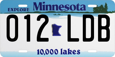 MN license plate 012LDB