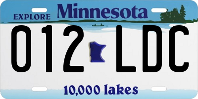 MN license plate 012LDC