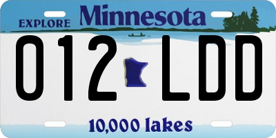 MN license plate 012LDD
