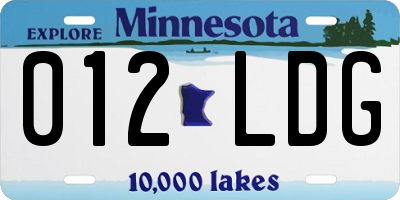 MN license plate 012LDG