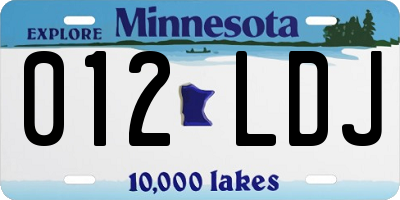 MN license plate 012LDJ