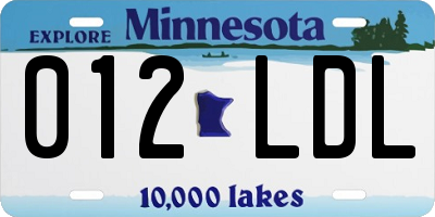 MN license plate 012LDL