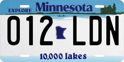 MN license plate 012LDN