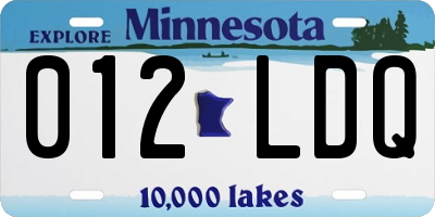 MN license plate 012LDQ