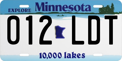 MN license plate 012LDT