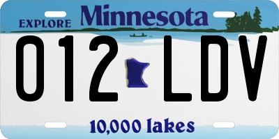 MN license plate 012LDV