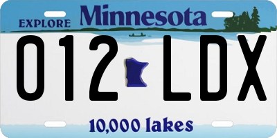 MN license plate 012LDX