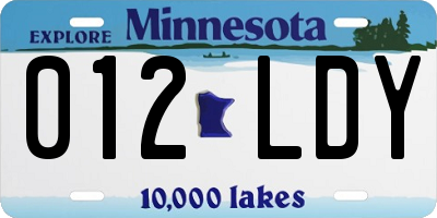 MN license plate 012LDY