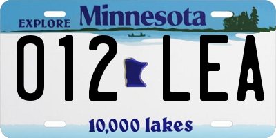 MN license plate 012LEA