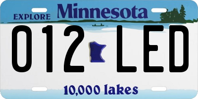 MN license plate 012LED