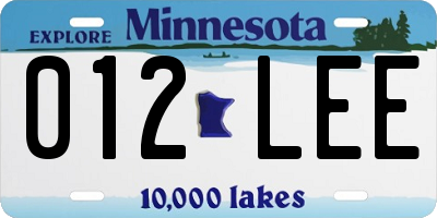 MN license plate 012LEE