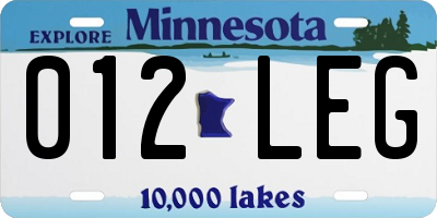 MN license plate 012LEG