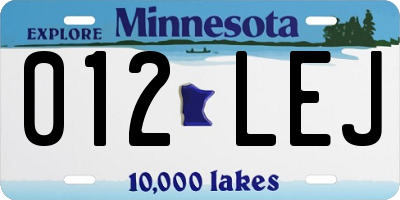 MN license plate 012LEJ