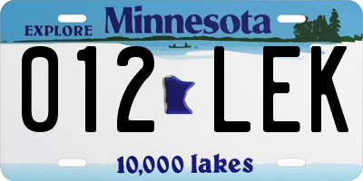 MN license plate 012LEK