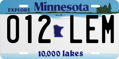 MN license plate 012LEM