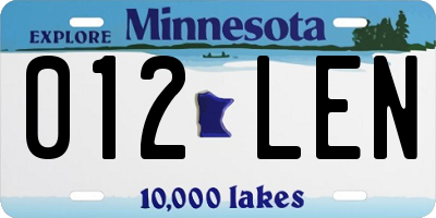 MN license plate 012LEN