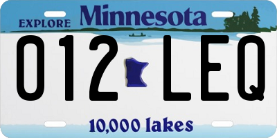 MN license plate 012LEQ