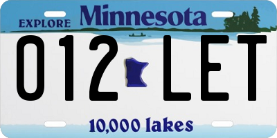 MN license plate 012LET