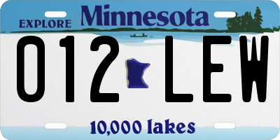 MN license plate 012LEW