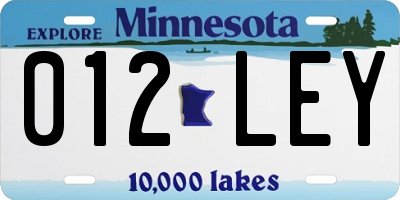 MN license plate 012LEY