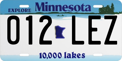 MN license plate 012LEZ