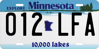 MN license plate 012LFA