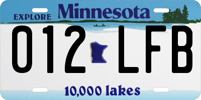 MN license plate 012LFB