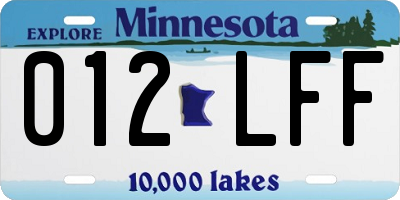 MN license plate 012LFF