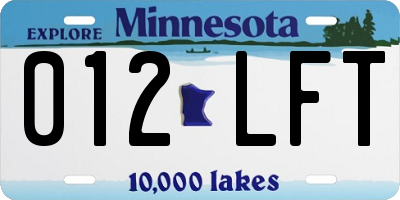 MN license plate 012LFT
